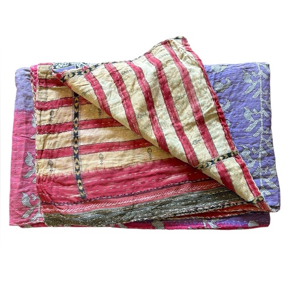 Boho Colorful Patchwork Kathna Reversible Quilt - Picture 9 of 16